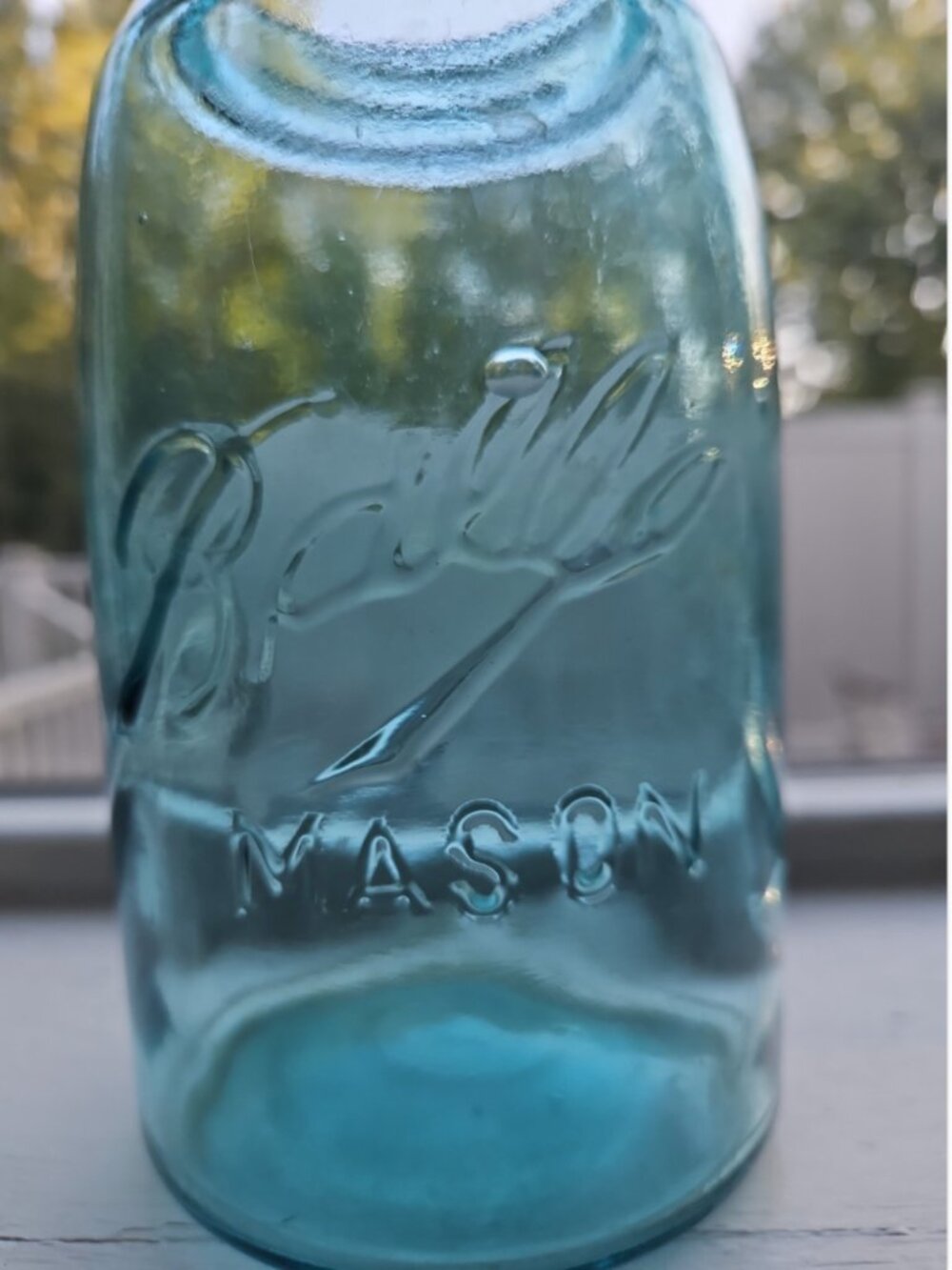 Antique 1900-1910 Triple L Ball Mason Glass Canning Jar Aqua Air Bubbles Quart - Picture 8 of 8